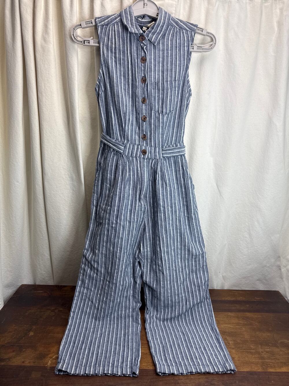 Japna Jumpsuit Cropped Wide Leg Striped Cottage Prairie Boho Women's Size Small